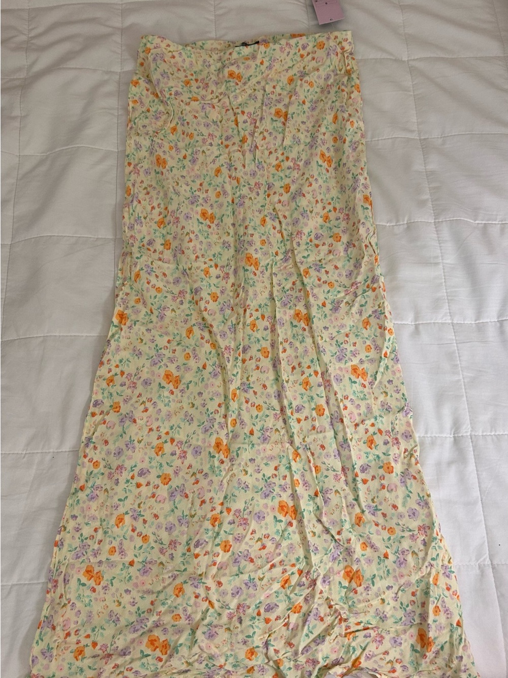 wild fable Cream Floral Maxi Skirt with Orange and Lavender Flowers